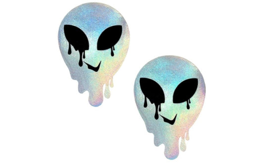 Neva Nude Holographic Melty Alien Pasties 2 Piece with Dimensional Design - - Fancy Dress Ups