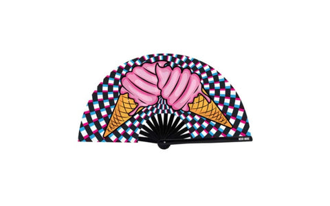 Neva Nude Ice Scream You Scream Blacklight Folding Fan with UV Reactive Design - Fancy Dress Ups
