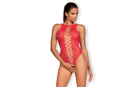 Obsessive Open Back B120 Sexy Knitted Womens Teddy OS Red Intimate Lingerie - Teddies and Bodysuits