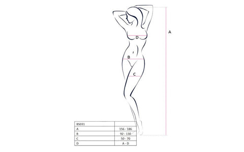 Passion Lingerie BS031 Open Cup Womens Bodysuit One Size White Seductive Design - Teddies and Bodysuits