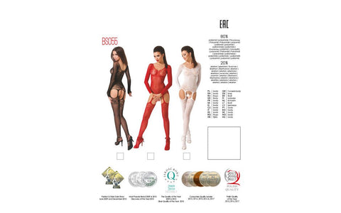 Passion Lingerie BS055 White Bodystocking Full Body Sheer Mesh Lingerie - Body Stockings