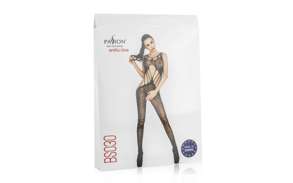Passion Lingerie Fishnet Bodysuit Large Holes Black One Size Intimate Wear - - Teddies and Bodysuits