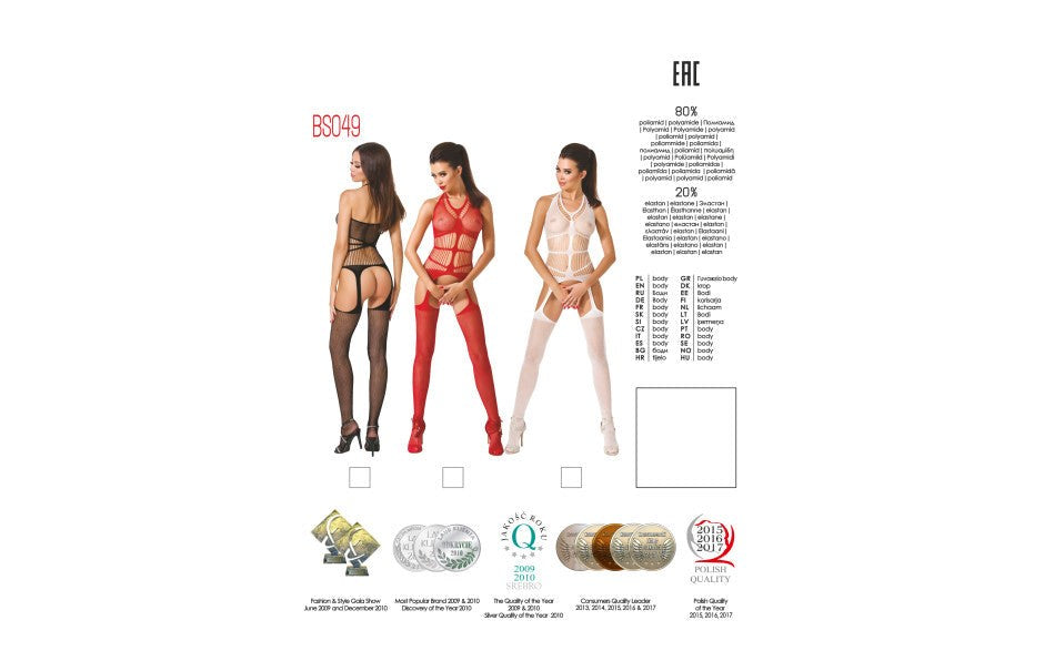 Passion Lingerie Womens Sexy Bodystocking BS049 One Size White Premium Material - - Body Stockings