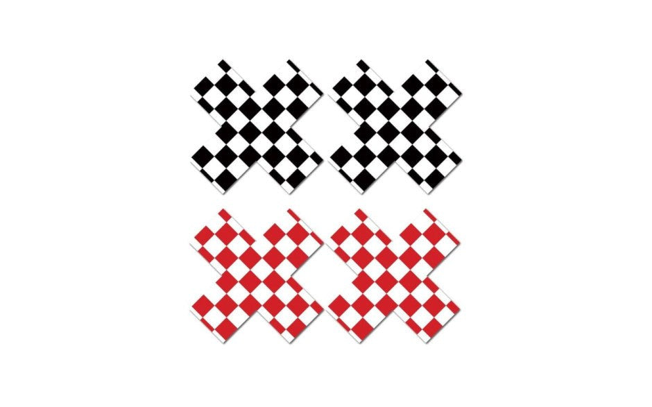 Peekaboo Pasties Off The Wall Self Adhesive Nipple Pasties Checkered Design - - Fancy Dress Ups