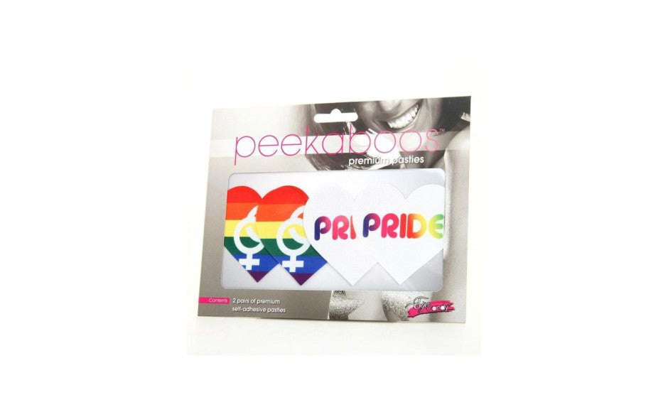 Peekaboo Pride Hearts Sleek & Sexy Nipple Pasties Rainbow Heart Design - - Fancy Dress Ups