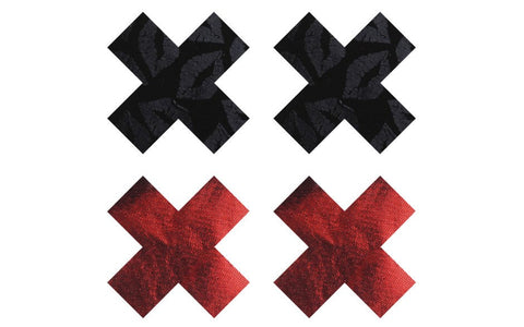 Peekaboo Stolen Kisses X Womens Sexy Pasties Red & Black - Fancy Dress Ups