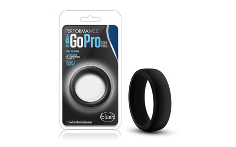 Blush Novelties Performance Silicone Go Pro Mens Cock Ring Black Premium Design - Stretchy Cock Rings