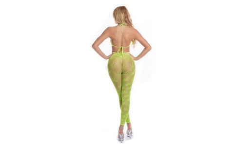 Pink Lipstick All About Leaf Womens Bra Set One Size Green Sheer Botanical - Bras and Bra Sets