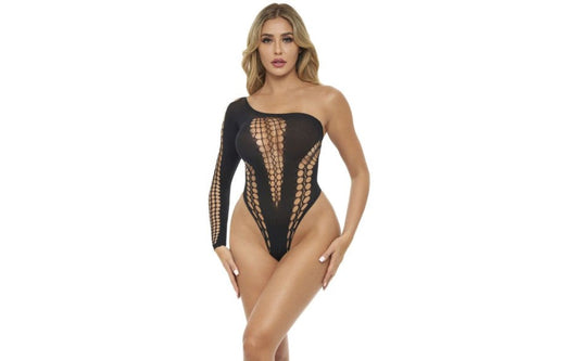 Pink Lipstick Dollar Sign Womens Sexy Bodysuit One Size with Open Hole Cutouts - - Teddies and Bodysuits