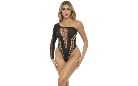 Pink Lipstick Dollar Sign Womens Sexy Bodysuit One Size with Open Hole Cutouts - Teddies and Bodysuits