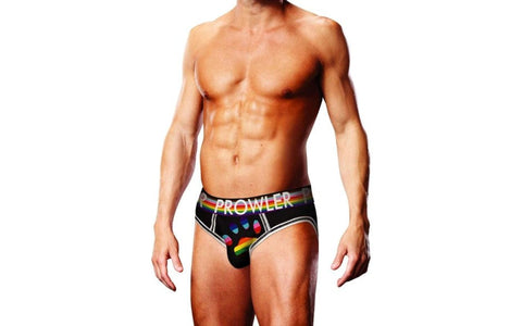 Prowler Oversized Paw Open Back Mens Brief Black with Rainbow Paw Design - Mens Briefs And Boxers
