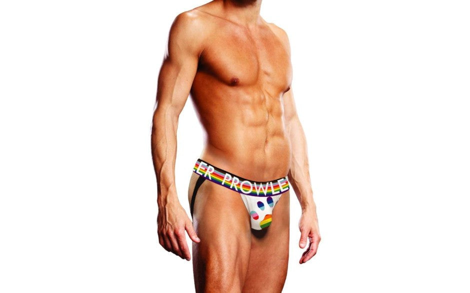 Prowler Oversized Sexy Male Paw Jock White with Rainbow Paw Support - - Jocks and G-Strings