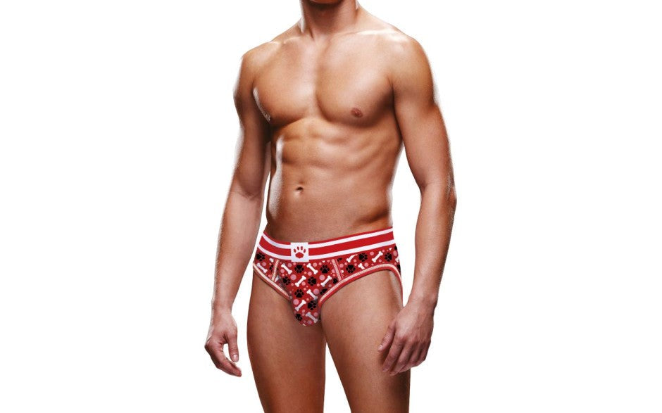 Prowler Red Paw Open Back Mens Brief with Paw Print Design - - Mens Briefs And Boxers