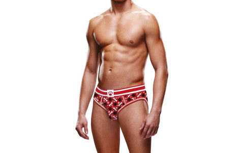 Prowler Red Paw Open Back Mens Brief with Paw Print Design - Mens Briefs And Boxers
