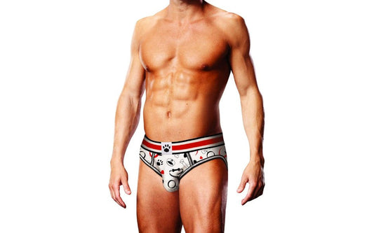 Prowler Puppie Print Open Sexy Mens Brief with Strategic Open Back Design - - Mens Briefs And Boxers