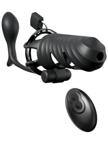 Fantasy C-Ringz Vibrating Cock Blocker with Plug - Male Chastity