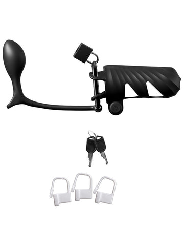 Fantasy C-Ringz Vibrating Cock Blocker with Plug - Male Chastity