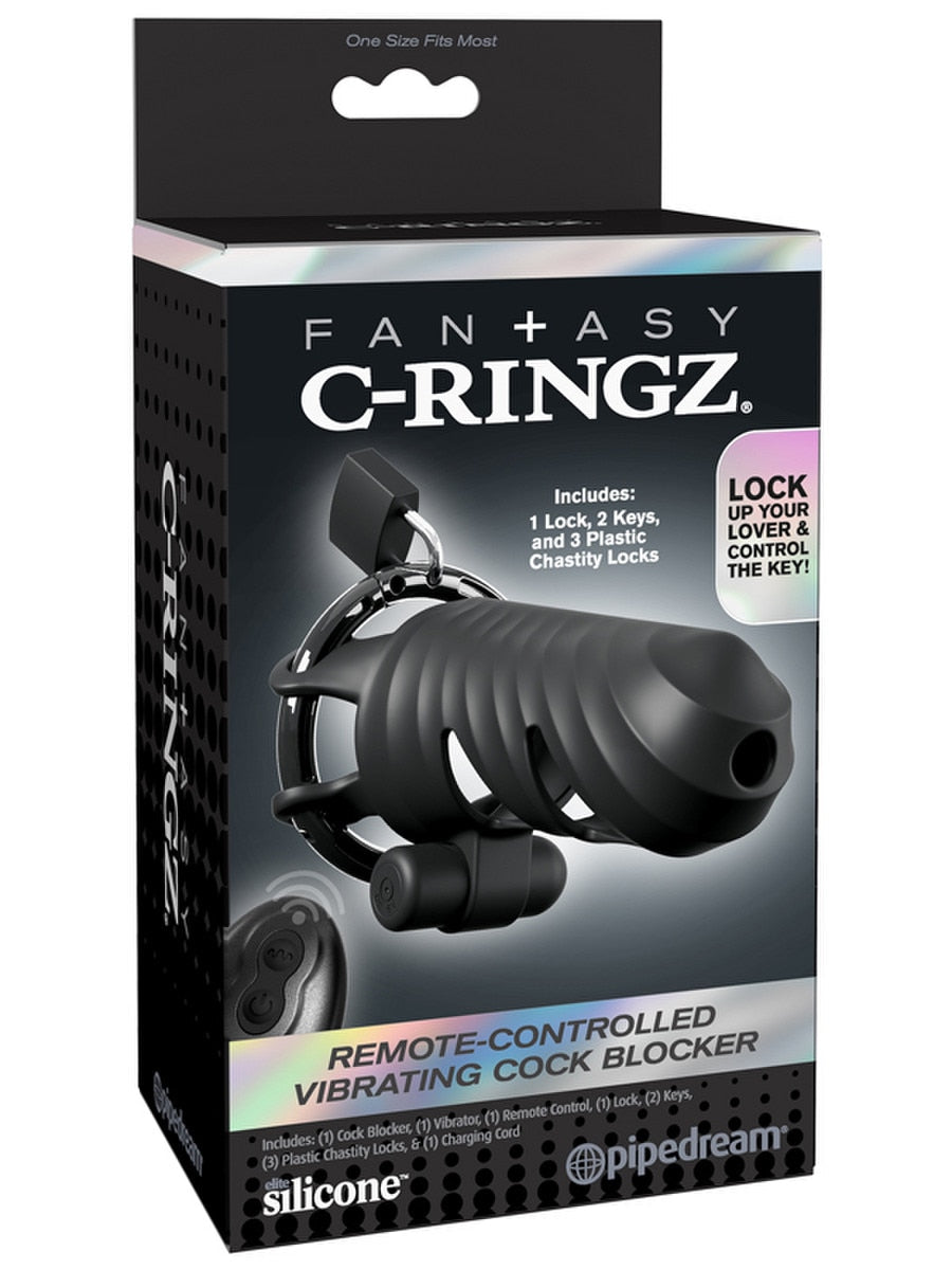 Fantasy C-Ringz Remote-Controlled Vibrating Cock Blocker - - Male Chastity