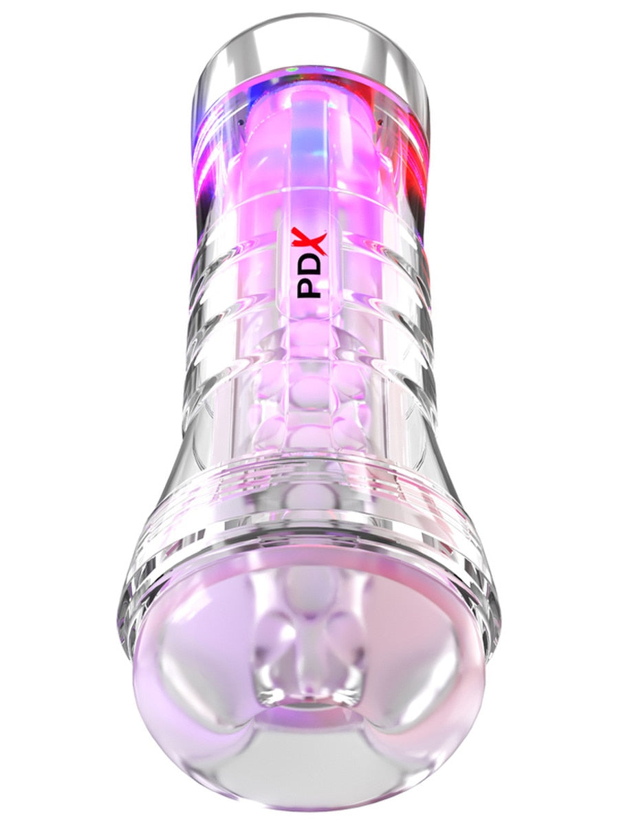 PDX Elite ViewTube XXL See-Thru EZ-Grip LED Male Stroker - Clear - Masturbators and Strokers