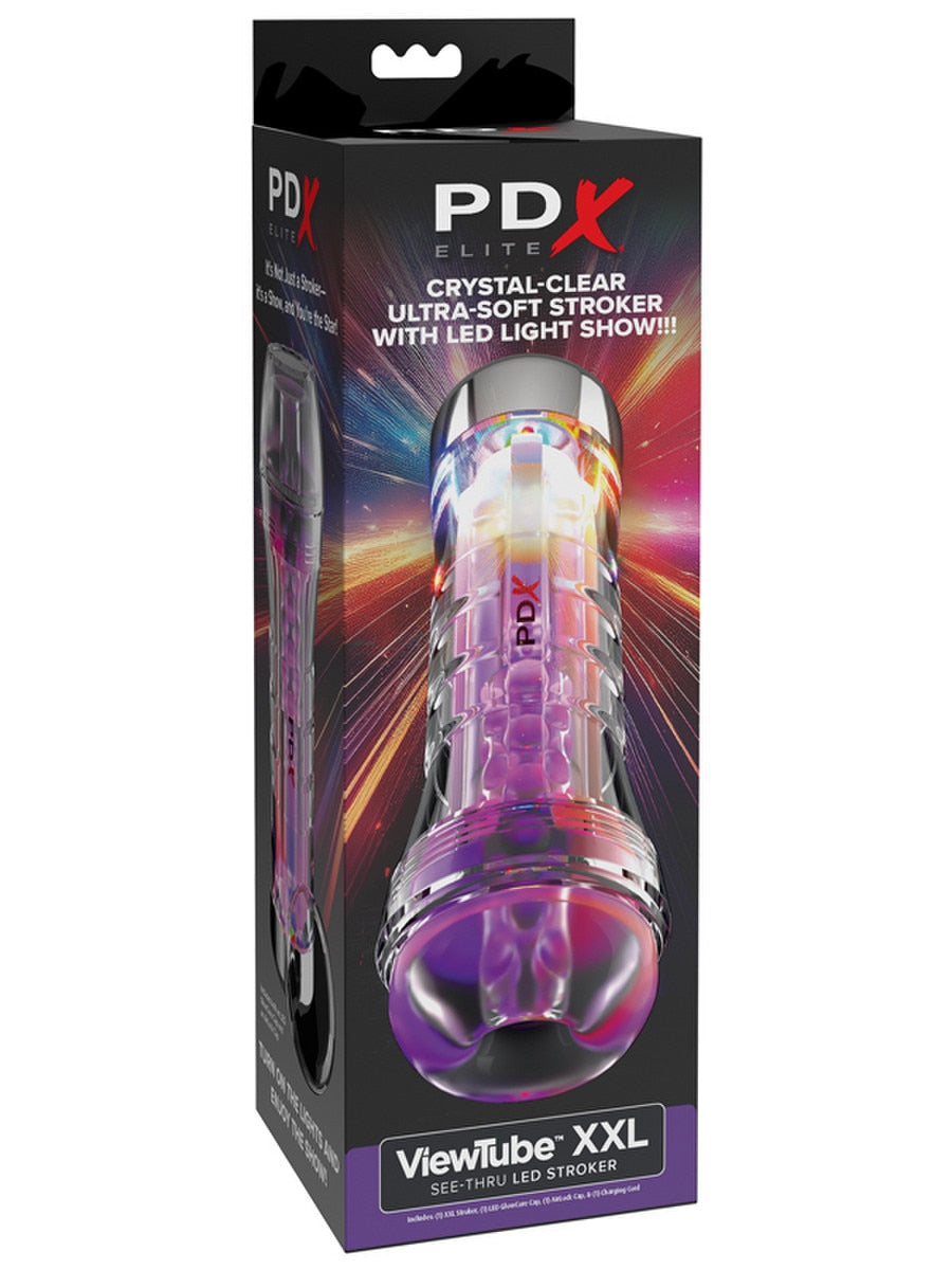 PDX Elite ViewTube XXL See-Thru EZ-Grip LED Male Stroker - - Masturbators and Strokers