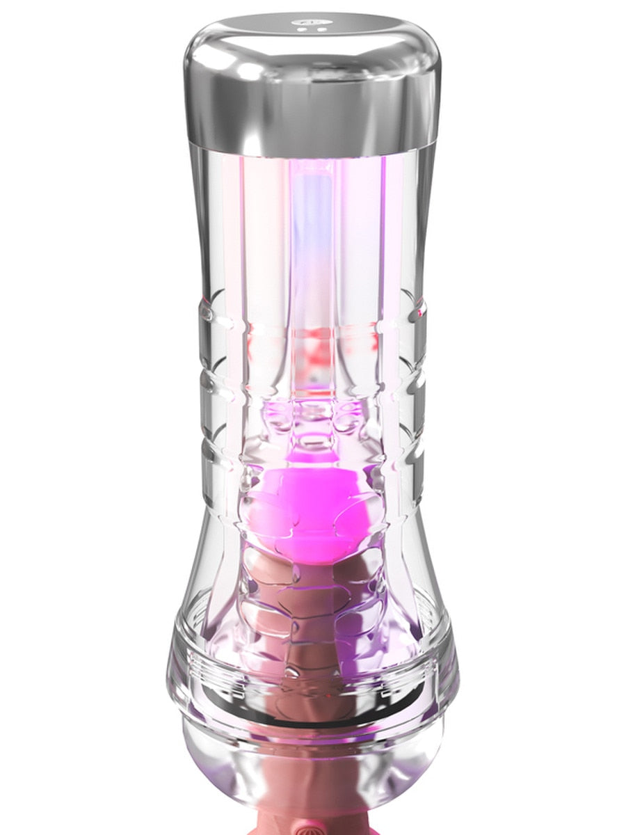 PDX Elite ViewTube XXL See-Thru EZ-Grip LED Male Stroker - - Masturbators and Strokers