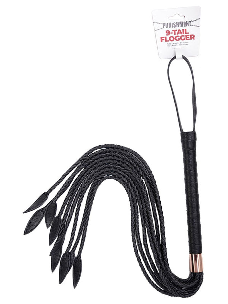 BMS Factory Punishment Rose Gold Braided 9 Tail Flogger - Whips And Crops