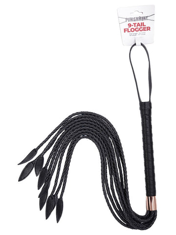 BMS Factory Punishment Rose Gold Braided 9 Tail Flogger - Whips And Crops