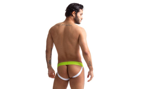 Sport Fucker Jersey Sexy Mens Jock Strap Green and White Cotton Blend - Jocks and G-Strings