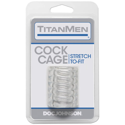 Doc Johnson Titanmen Ribbed Textured Stretchy Male Cock Cage - Male Chastity