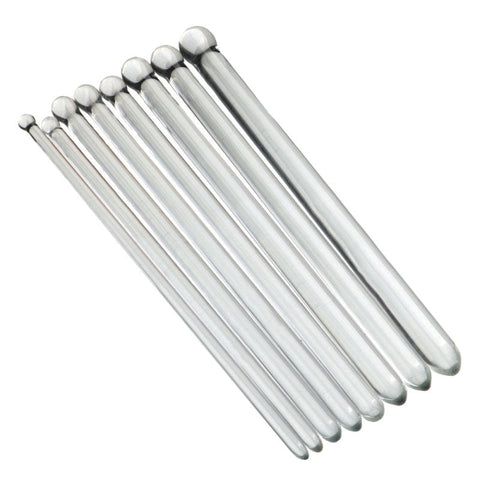 BDStyle Clear Glass Smooth Male Urethral Plug Kit 8 Size Progressive Set - Urethral Sounds