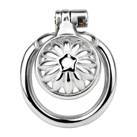 BDStyle Sunflower Shape Steel Male Chastity Cage with Adjustable Ring - Male Chastity