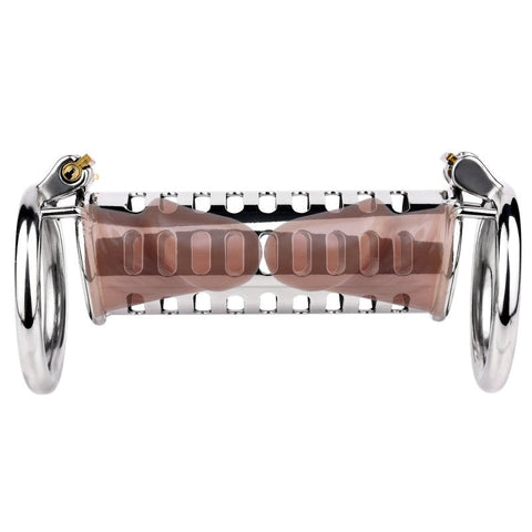BDStyle Metal Double Ended Chastity Cage Flat Ring Premium Control Device - Male Chastity