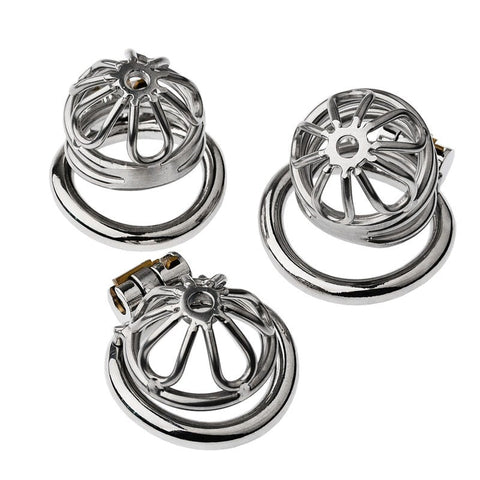 BDStyle Petal Metal Male Chastity Cage Large Flat Ring with Key - Male Chastity
