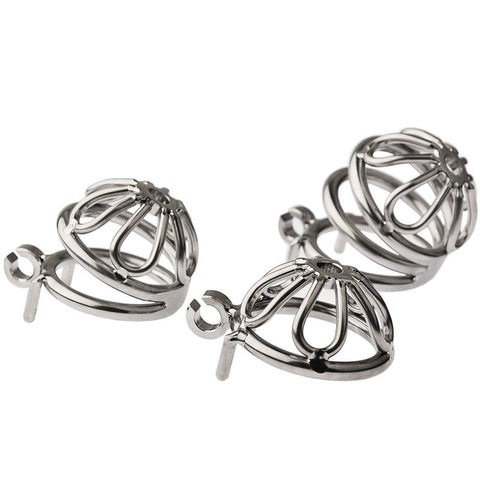 BDStyle Petal Metal Mens Chastity Cage With Medium Flat Ring and Control - Male Chastity
