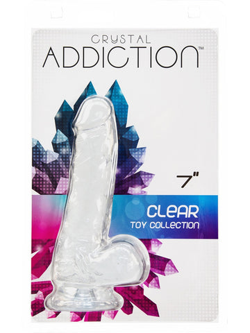 BMS Factory Crystal Addiction 7 Inch Clear Dildo with Balls