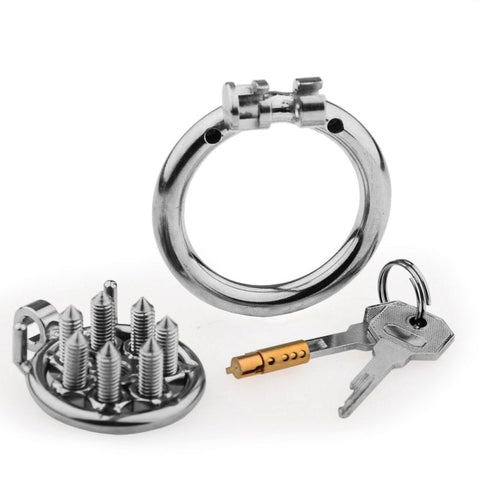 BDStyle Spikes Flat Male Chastity Cock Cage Metal Design - Male Chastity