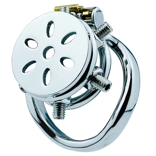 BDStyle Rivet Screw Cover Mens Chastity Lock Cage With Flat Ring - - Male Chastity