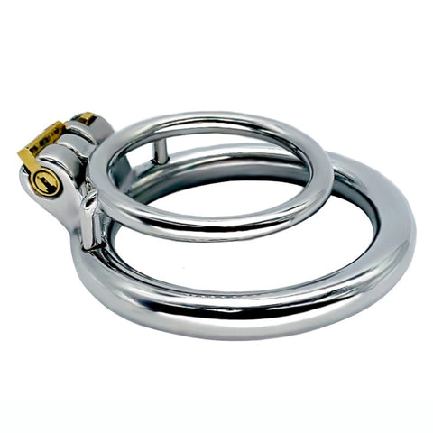 BDStyle Double Ring Mens Chastity Lock Cage With Flat Ring and Key Feature - Male Chastity