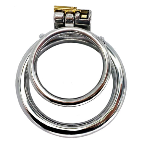 BDStyle Double Ring Mens Chastity Lock Cage With Flat Ring and Key Feature - Male Chastity