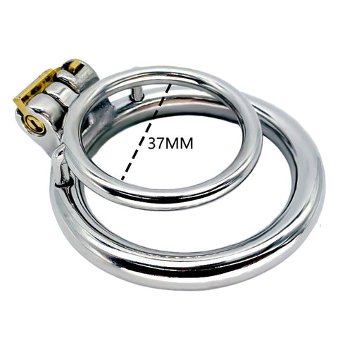 BDStyle Double Ring Male Chastity Lock Cage With Bent Ring and Secure Lock - Male Chastity