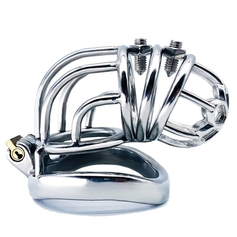 BDStyle Rivet Screw Bent Male Cock Cage Enhanced Erection Control - Male Chastity