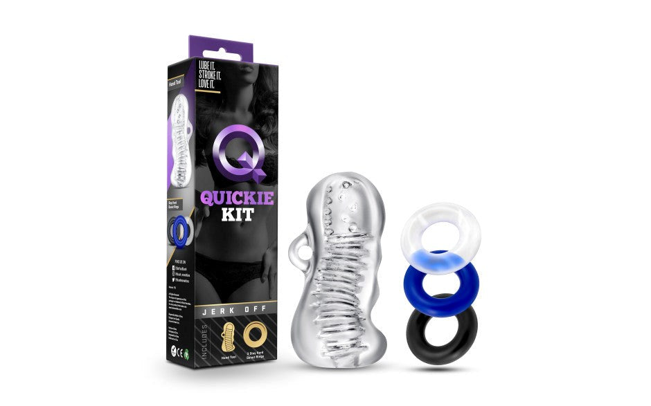 Blush Novelties Quickie Kit Jerk Off Mens Stroker with Cock Rings Clear - Masturbators and Strokers