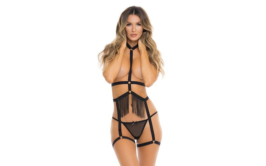 Rene Rofe Rassel Tassel 3 Piece Womens Harness Set One Size Black Bold Design - - Her Fetish