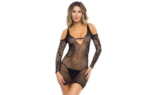 Rene Rofe Between The Lines Sexy Womens Dress One Size Black Netting Design - - Skirts And Club Wear