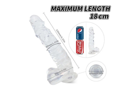 S Hande Kennard Suction Cup Realistic Dong With Balls Large Clear TPE Material - Realistic Dildos