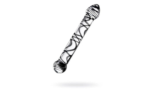 Sexus Glass Sexus Duo Black Swirl Glass Dildo 20.5cm Dual Ended Design - - Glass Sex Toys