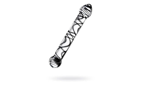 Sexus Duo Black Swirl Glass Dildo 20.5cm - Glass Sex Toys