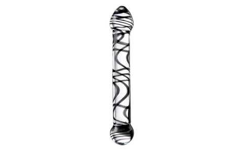 Sexus Duo Black Swirl Glass Dildo 20.5cm - Glass Sex Toys