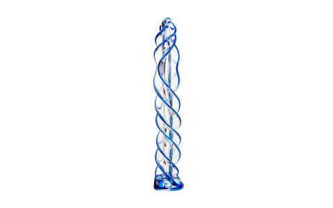 Sexus Blue Helix Glass Dildo 18.7cm - Glass Sex Toys