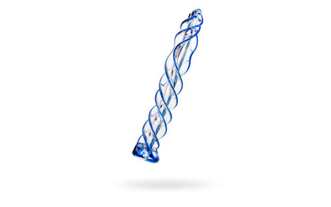 Sexus Blue Helix Glass Dildo 18.7cm - Glass Sex Toys